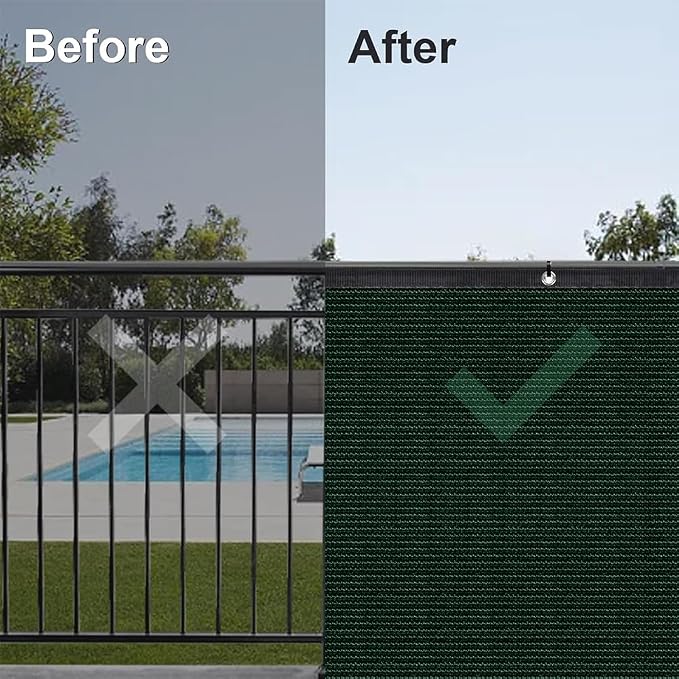 Decorative Fence Privacy Screen, 5' x 130' HDPE, Dark Green