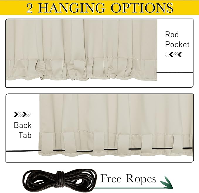 NICETOWN 2 Panels Weighted Blackout Curtains Patio Waterproof Outdoor Curtains - Image 8