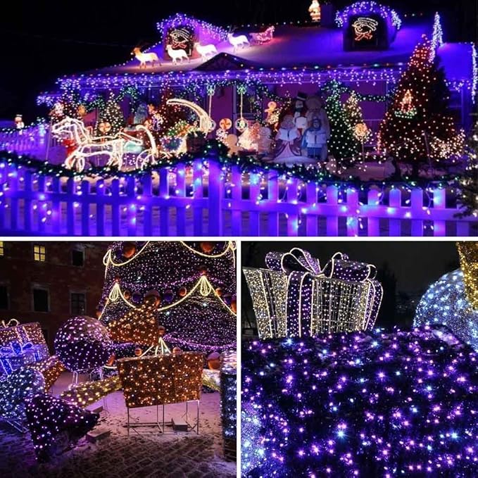 String Lights Purple 72ft Solar Powered Outdoor Decor