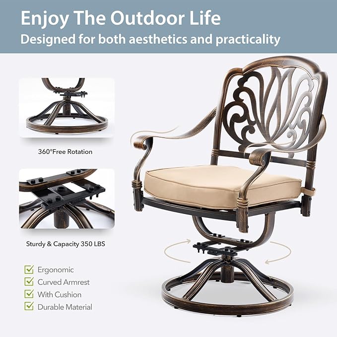 7-Piece Cast Aluminum Patio Furniture, Patio Dining Set - Image 5