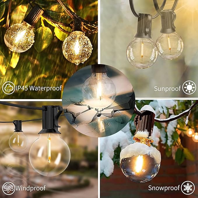 String Lights 200 FT Black G40 Waterproof Patio Lights
