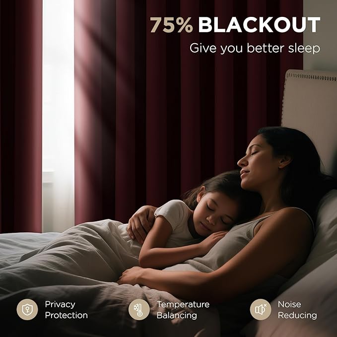 Joydeco Blackout Patio Sliding Door Curtains 84 Inches Long, Grommet Privacy - Image 6