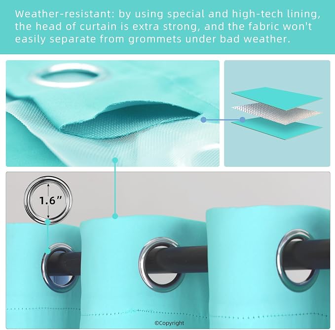 Waterproof Outdoor Curtain W52 x L84 - Image 3