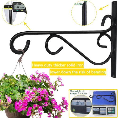 12 Inch Hanging Plant Bracket, Thick Solid Steel Wall Mount Bracket - Image 2