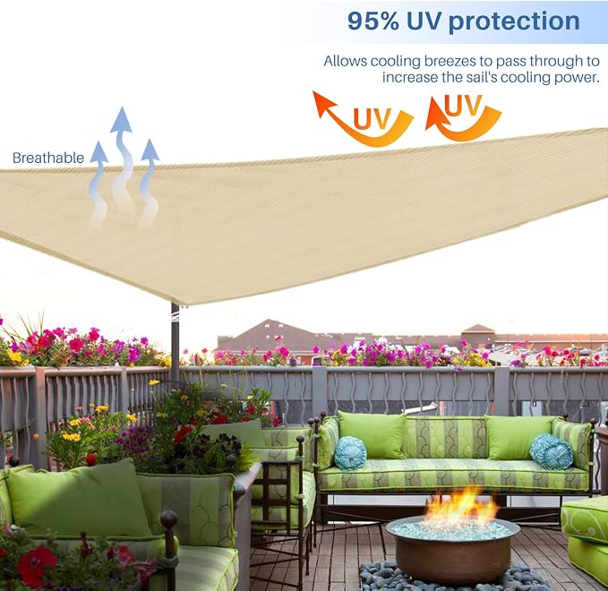 E&K Sunrise 24' x 24' x 24' Sun Shade Sail Triangle Canopy Shade Cover UV Block - Image 5