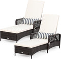 Tangkula Wicker Chaise Lounge Outdoor Set of 2, Patio Rattan Reclining Chaise by TANGKULA
