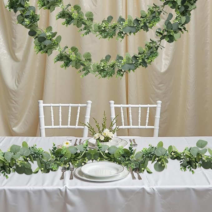 Artificial Eucalyptus Garland, 2-Pack, 5.9 Ft Green Faux Greenery