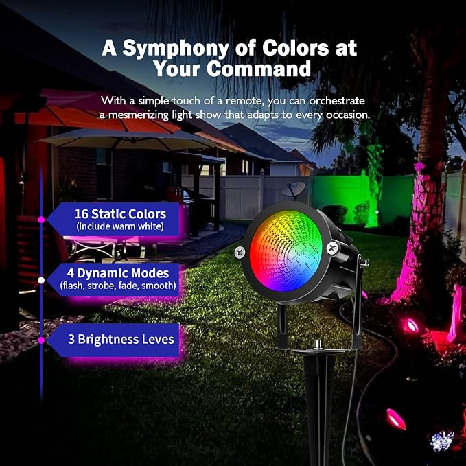 RGBW Low Voltage Landscape Lights, 10W 12/24V Color Changing Landscape Lighting - Image 3