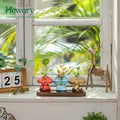 Terrariums Set of 3 Mushroom Glass Propagation Vases with Wooden Tray