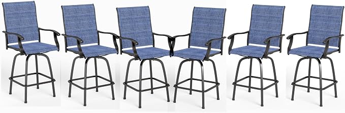 MFSTUDIO Outdoor Bar Stools Set of 6, Swivel Bar Height Patio Chairs Outdoor by MFSTUDIO
