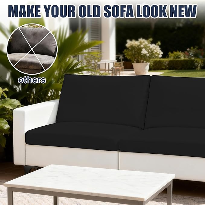 Sofa Covers, 4 Pack Black Stretch Outdoor Cushion Slipcovers