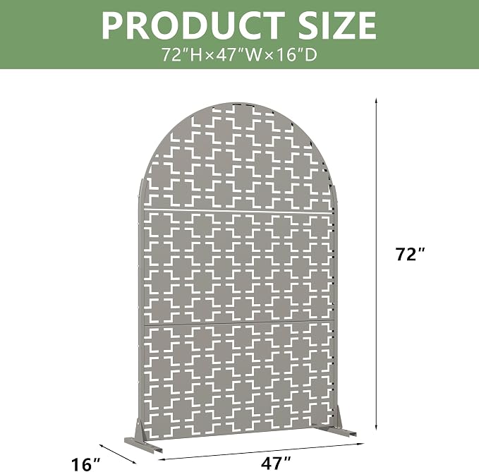 Casaphoria 72" H x 47" W Arched Metal Privacy Screen - Image 4