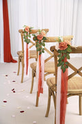 Artificial Flowers Set of 10 Terracotta Roses with 70cm Ribbon