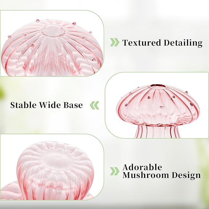 Pots for Propagation: Pink Mushroom Glass Terrarium, Borosilicate