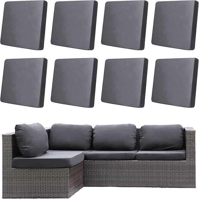 Cushion Covers, 8 Pack Grey Stretch Outdoor Patio Cushion Slipcovers