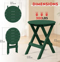 Dining Table 24.5 Inch Round Folding HDPE Patio Table, Dark Green