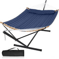 2 Person Hammock with Stand Included, Outdoor Hammock with Curved Spreader Bar by MansionHome
