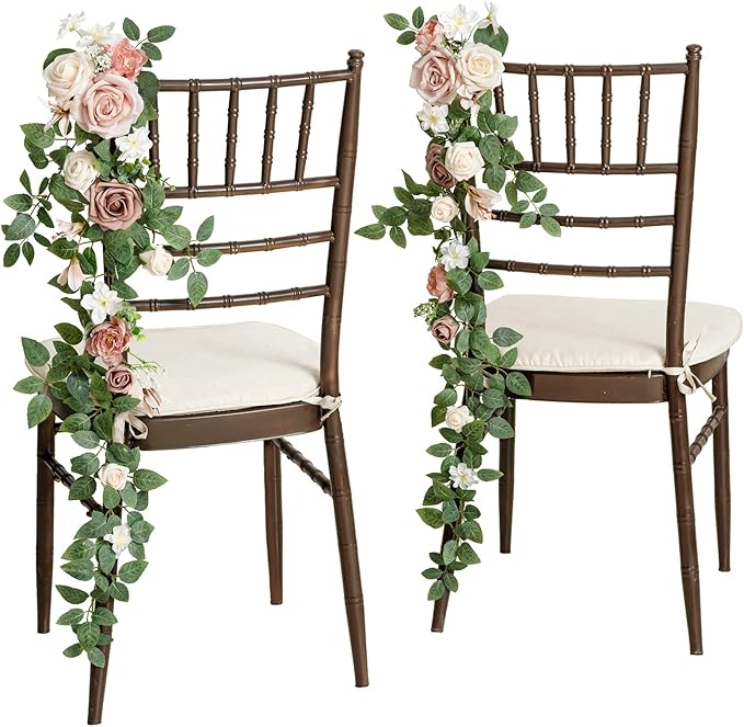 Artificial Flowers Wedding Chair Floral Swags, 10 Pack, Dusty Rose