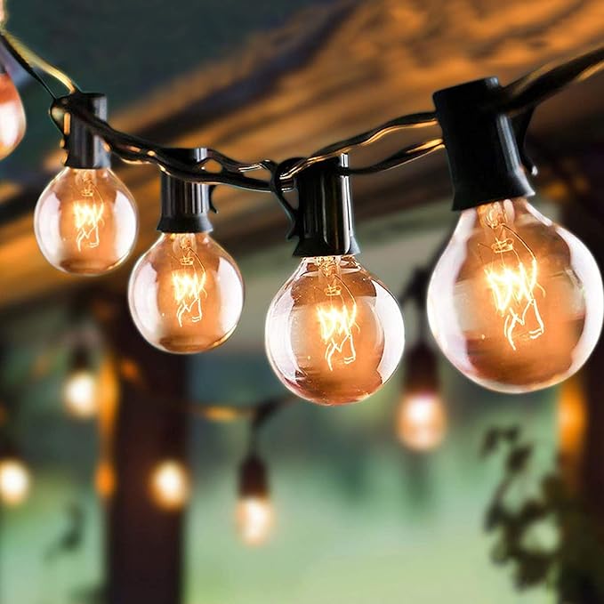 String Lights, 100 ft Waterproof Outdoor with 105 G40 Clear Bulbs