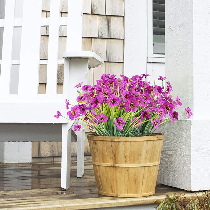 Artificial Plants Greenery, 30 Bundles Purple UV Resistant Outdoor Flowers