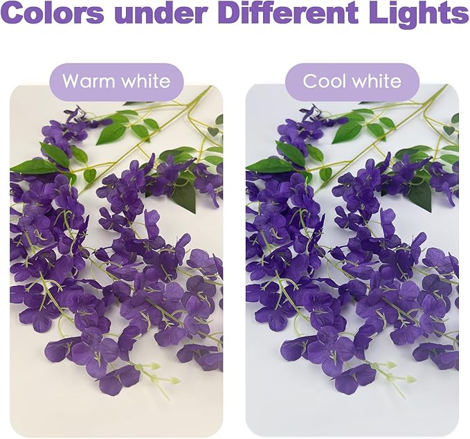 Artificial Wisteria Flower Vines, 48 Pack, Dark Purple