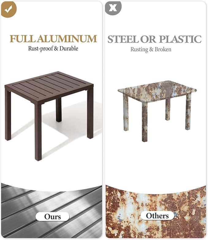 Crestlive Products Outdoor Side Table, Aluminum Rectangular Side/End Table - Image 5