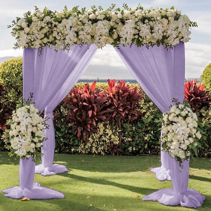 Outdoor Curtains, Lilac Chiffon Drapes 2 Panels 30 x 18 ft