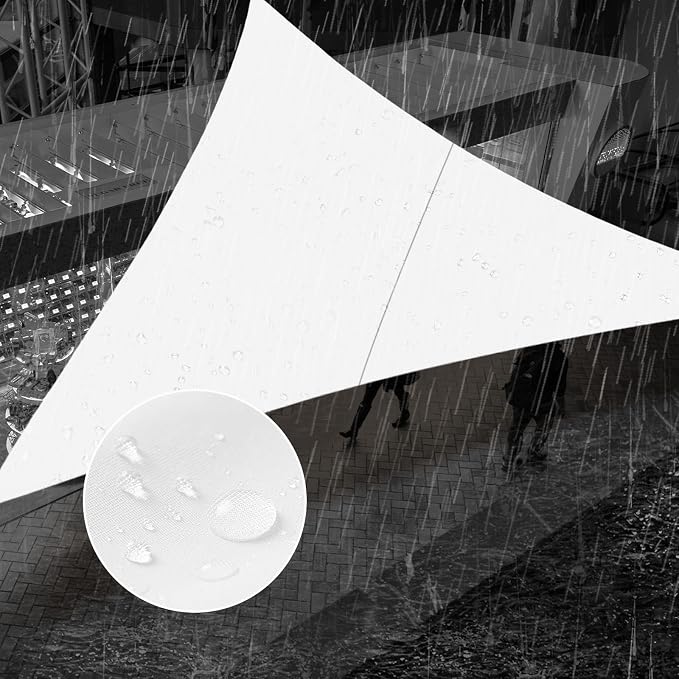 SUNNY GUARD Waterproof Sun Shade Sail 9'x9'x12.7' White Right Triangle UV Block by SUNNYGUARD