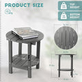 Side Table, 2-Tier Grey HDPE Patio End Table for Outdoor Use