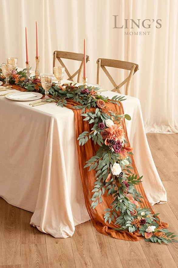Artificial Flower Garland 6 FT Terracotta Eucalyptus, Shapeable Iron Wire
