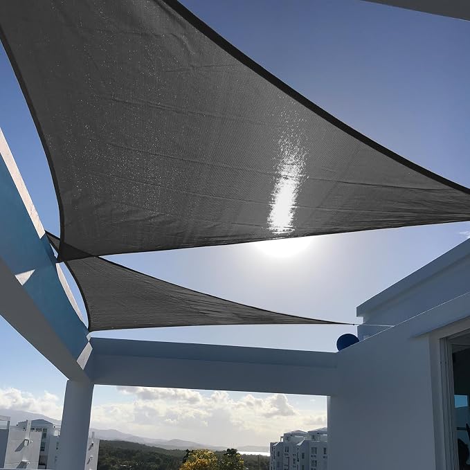 SUNNY GUARD Custom Size 9'x20'x20' Triangle Graphite Grey UV Block Sunshade by SUNNYGUARD