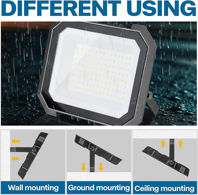 2 Pack LED Flood Lights Outdoor, 100W 10000LM Super Bright Floodlight Outside - Image 5