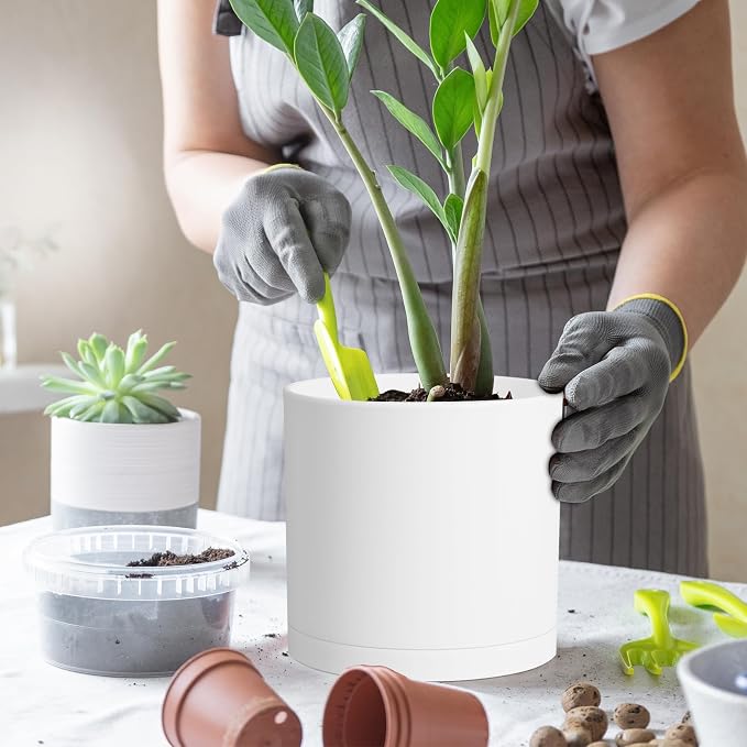 8 Inch Cylinder Plant Pots for Indoor Outdoor Plants, Medium Deep Flower Pots - Image 5