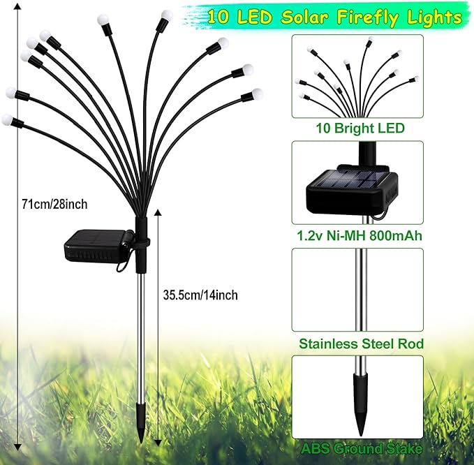 Kohlrabi Solar St Patricks Day Lights Outdoor, 4 Pack 40 LED Solar Green - Image 2