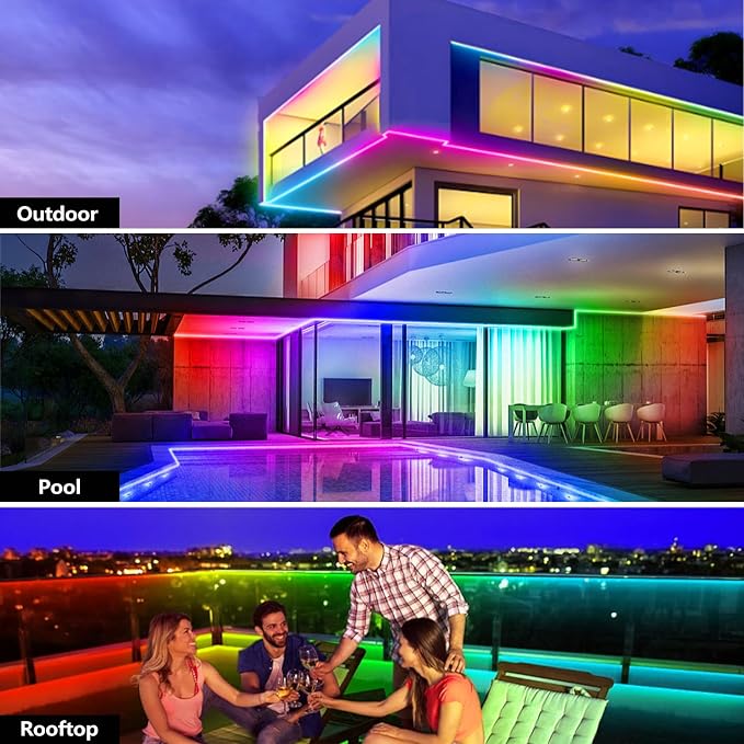 65.6FT Outdoor LED Strip Light Waterproof, IP68 Outside RGB+IC Light Strip - Image 3