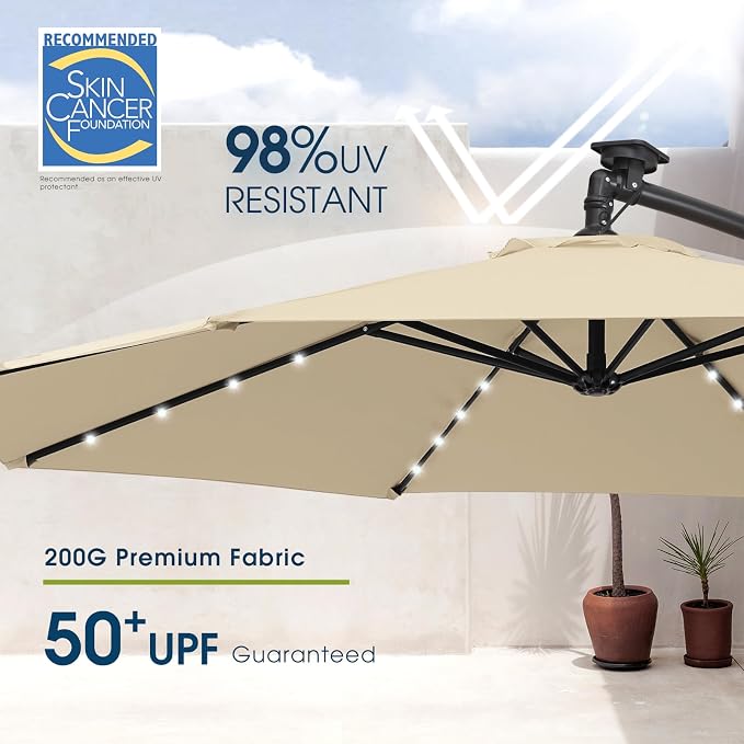 wikiwiki 10ft Solar LED Patio Umbrella - Image 4