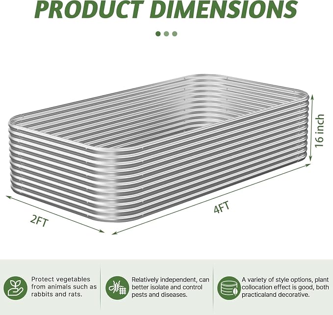 3 Pack Tall 4x2FT Raised Beds for Gardening, Corrugated Galvanized Steel Raised - Image 8