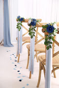 Artificial Flowers for Wedding Aisle Chairs, Set of 10, Dusty Blue