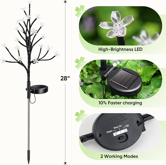 Solar Garden Lights Garden Decor, Solar Flowers Outdoor Decorative, Pathway - Image 7