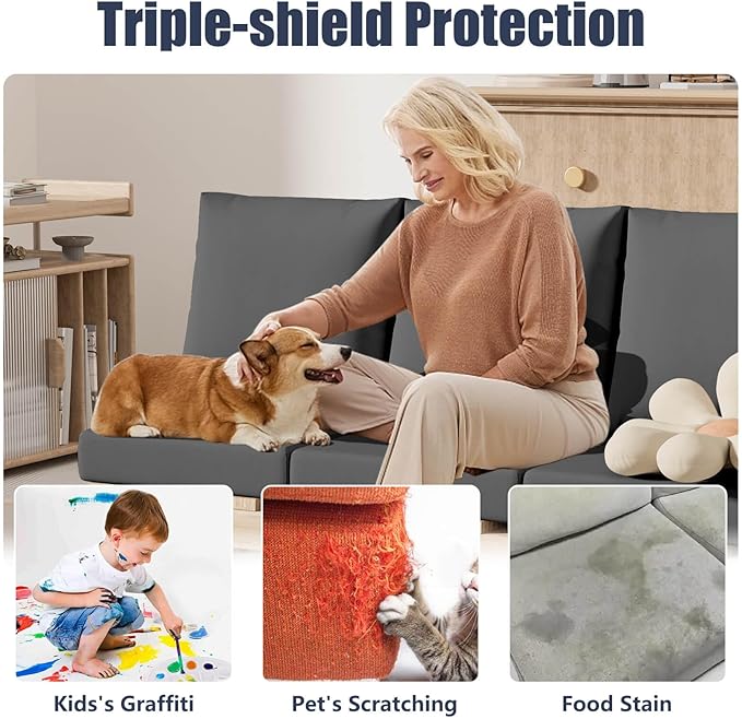 Cushion Covers 8 Pack Stretch Fit Medium Grey Outdoor Patio Slipcovers