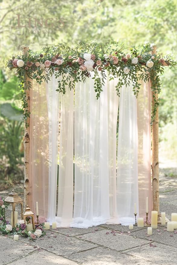 Artificial Flower Garland, Dusty Rose & Mauve Silk, 78 Inch Arch Swag