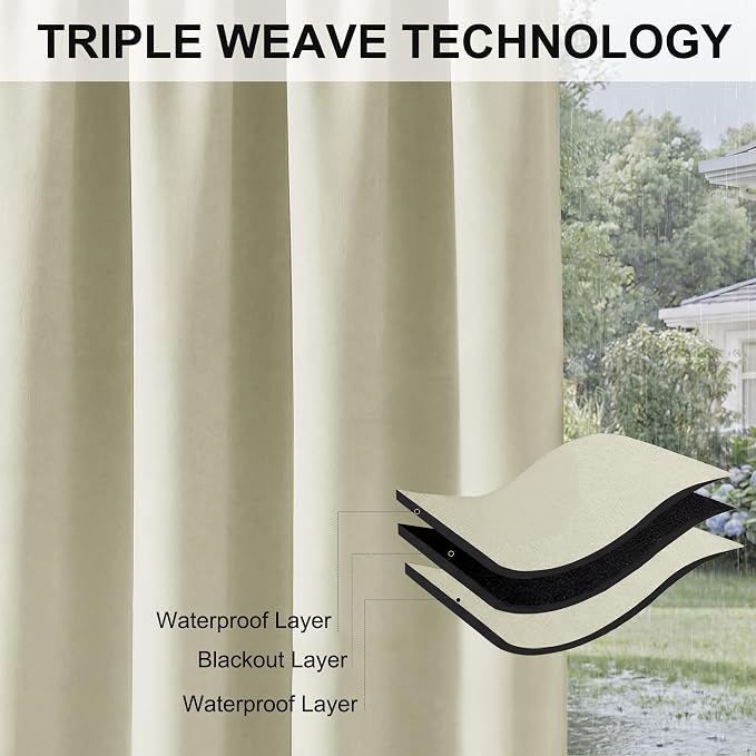 RYB HOME Outdoor Patio Curtains, Rustproof Grommet Window Covering Harsh - Image 6
