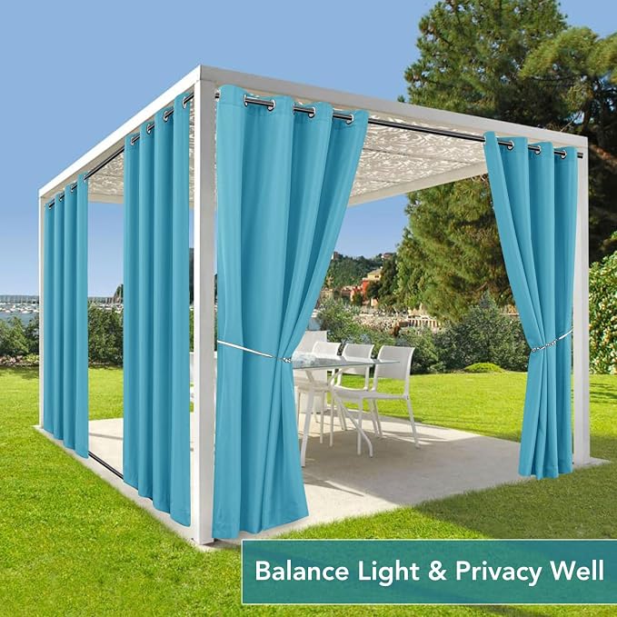 HolidayIdeas Patio Curtains Outdoor Waterproof 4 Panels 54x84 Inch-Windproof - Image 5