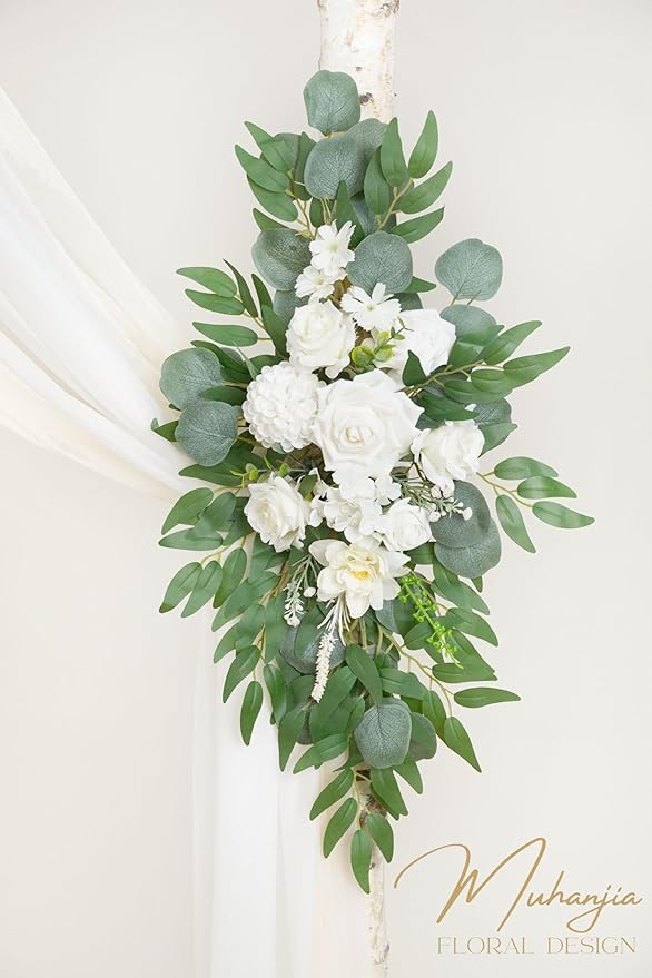Artificial Flowers Arch Kit, 4 Pieces, White Champagne Silk