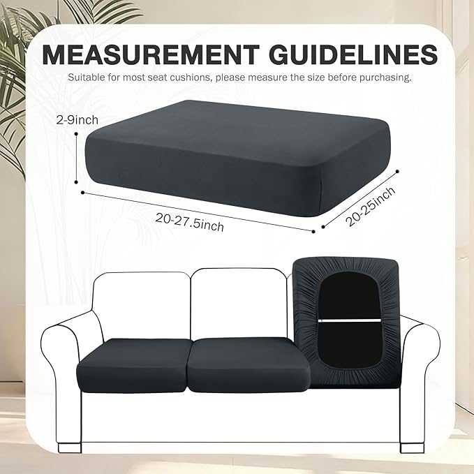 Cushion Covers, 4-Piece Stretch Set in Dark Gray for Patio
