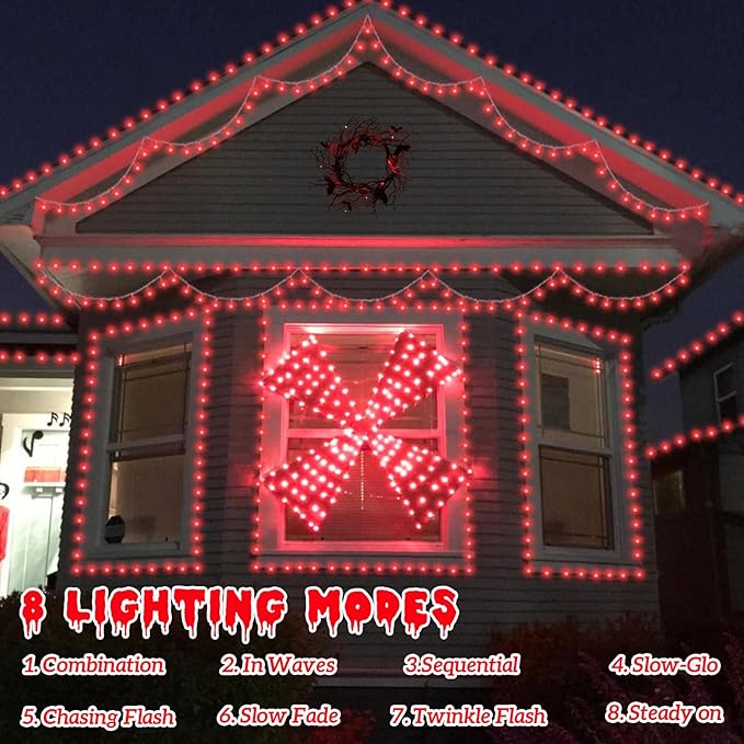 String Lights 165ft 500 LED Red Waterproof Outdoor Halloween