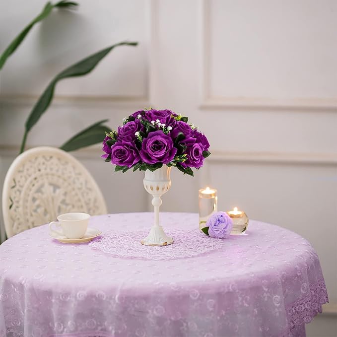 Artificial Flower Balls, 6 Pcs Purple Silk Rose Centerpieces
