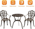 3-Piece Cast Aluminum Bistro Set in Bronze with Umbrella Hole