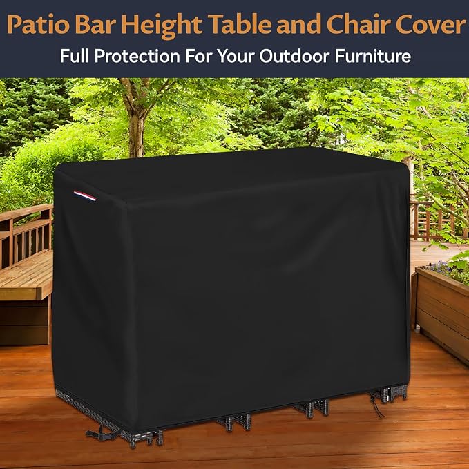 Outdoor Bar Height Dining Set Cover, Heavy Duty Waterproof Patio Bar Height - Image 6