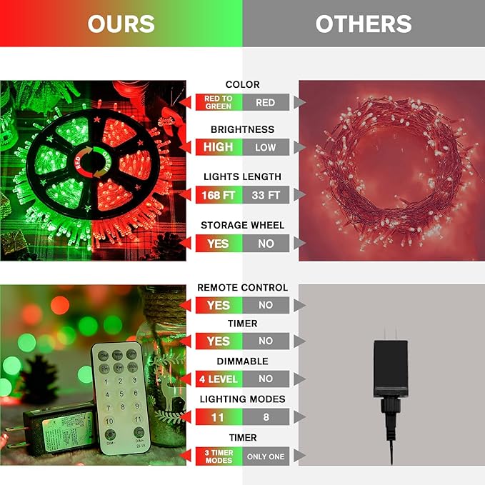 Color Changing LED String Lights, 168 ft, Outdoor, Remote